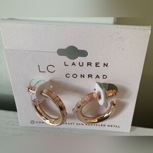 LC Lauren Conrad Gold and Pink Hoop Earrings